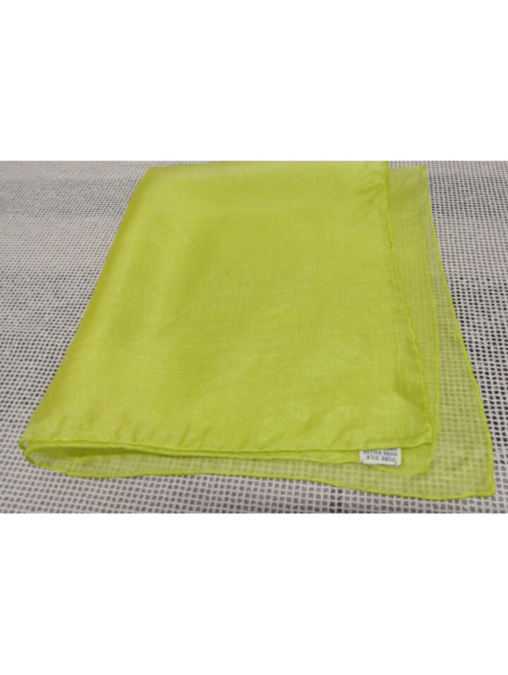 Vintage 1950s 40s PURE SILK HANDKERCHIEF SCARF Neon Chartreuse Vibrant Japan 50s